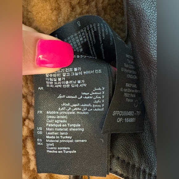 Sandro Paris Shearling Leather Coat – Size 40 - Picture 14 of 16